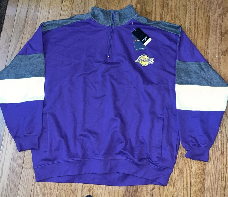 Men's Los Angeles Lakers Fanatics Quarter Zip Pullover Jacket NWT 3XL - Image 1 of 1