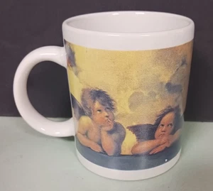 Ceramic Coffee Mug Two Cherubs Gazing Upward - Picture 1 of 5