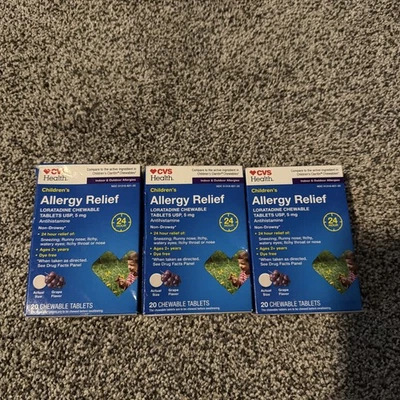 3- CVS Alivio de alergias para niños sin somnolencia 24 horas - Comprimidos masticables 20ct. Exp 05/26 Foto 1 de 3