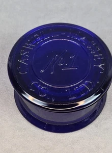 Vintage Cobalt Blue Glass Caswell-Massey No 1 Powder Jar Trinket Box Vanity Box - Picture 1 of 11