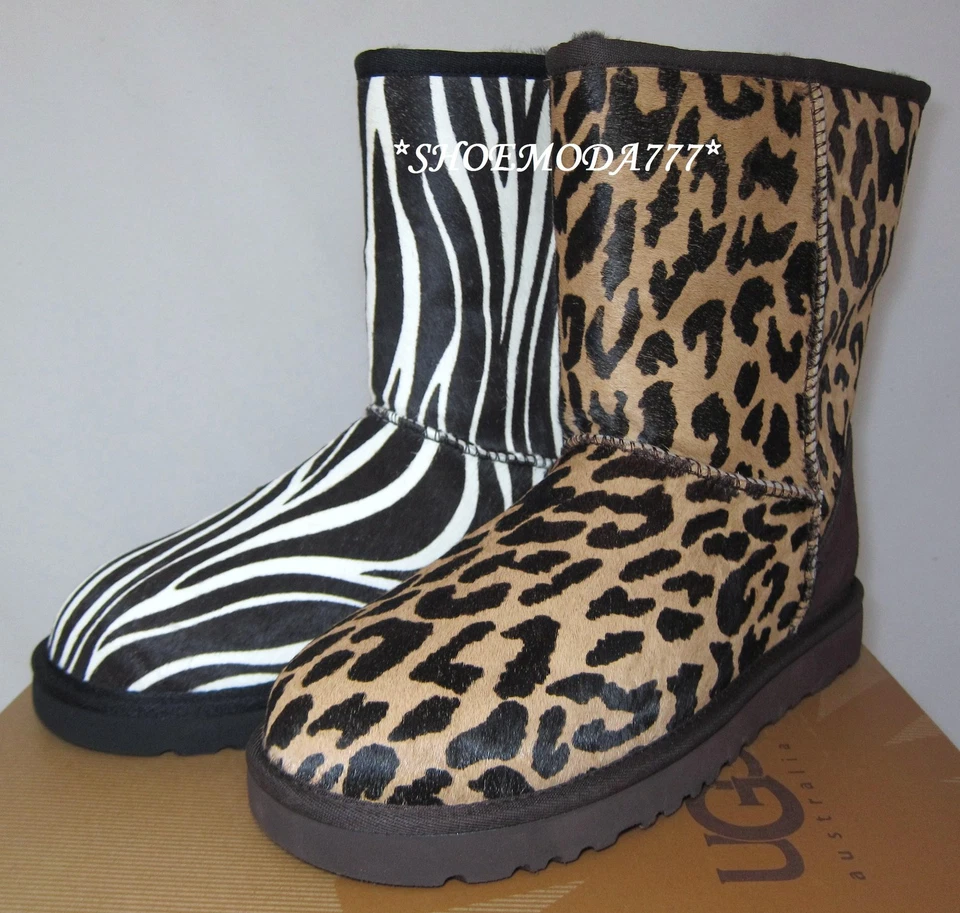 UGG Classic Short Exotic Boots Shoes Sheepskin Haircalf Zebra New NIB 8 10 - Image 1 of 1