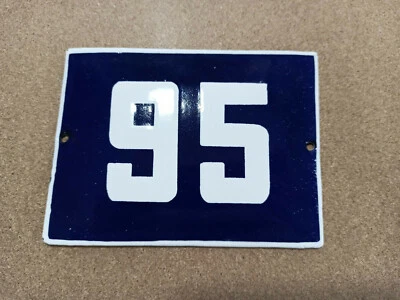 Letrero esmaltado vintage número 95 azul casa puerta calle placa metal porcelana lata Foto 1 de 2