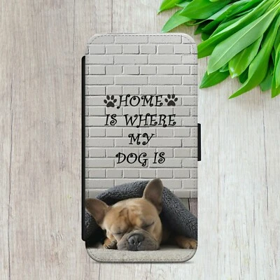 FRENCH BULLDOG PAW QUOTE FLIP WALLET PHONE CASE COVER FOR IPHONE SAMSUNG GOOGLE - Image 1 of 4