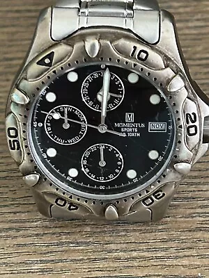 Momentus sports Japan  Men 38mm Silver Tone Day Date 24 Hours 100M W.R  10ATM - image 1 of 4