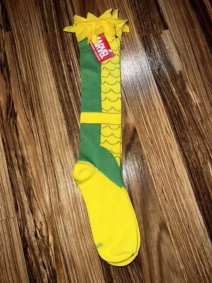 Womens Socks Knee High Shoe Size 4-10 Yellow Green Loki Thor NEW Marvel Comics - Image 1 of 3
