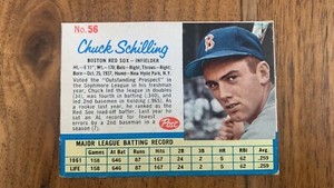 1962 Post Set-Break # 56 Chuck Schilling Boston Red Sox