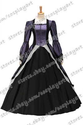 Mujeres Victoriano Gótico Recreación Vestido de Baile Lujo Encaje Brocado Vestido de Noche Foto 1 de 4