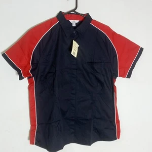 Biz Collection Women's Button-Up Shirt | Size 24 | Navy Red White | Short Sleeve - Picture 1 of 6