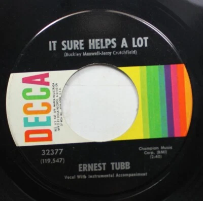 Country 45 Ernest Tubb - It Sure Helps A Lot / Just Pack Up And Go On Decca - Image 1 of 2