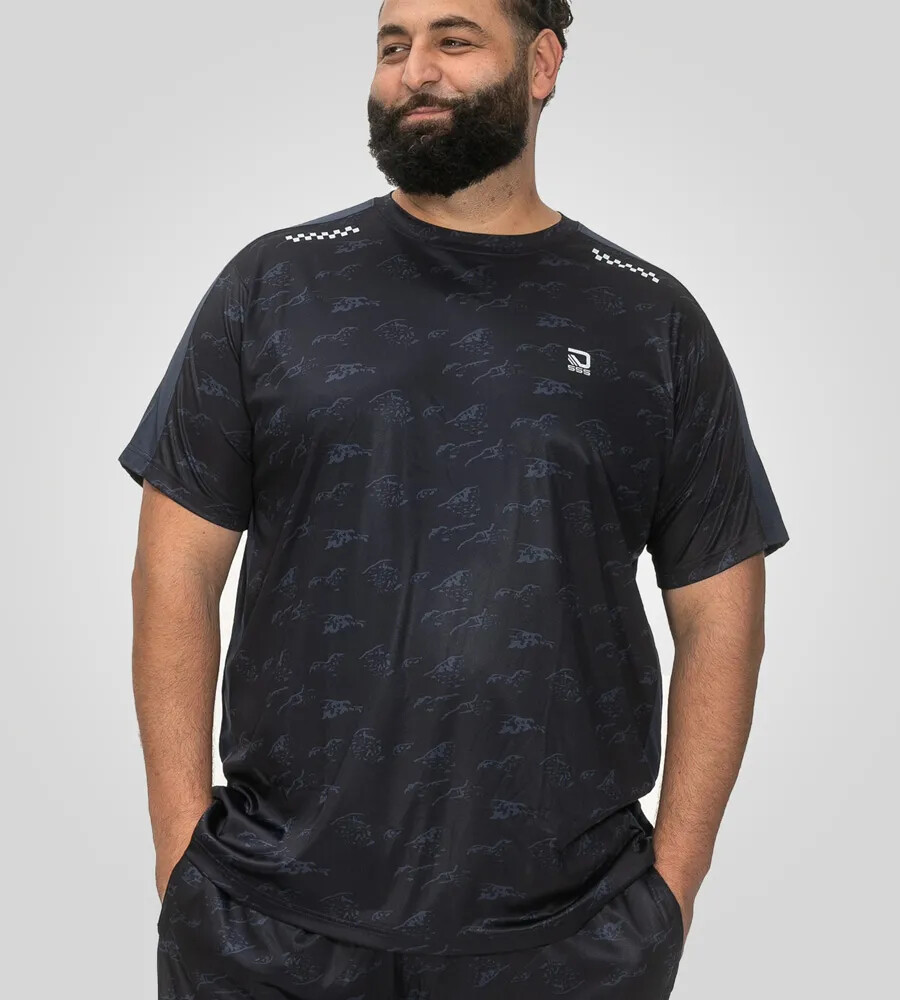 D555 Men's King Size Premium Weight V-Neck T-Shirt - Combed Cotton, Regular Fit, Black
