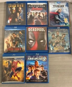 Marvel 8 Movie Blu Ray Lot Spider-Man, Avengers, Black Panther, Thor, Deadpool - Picture 1 of 2