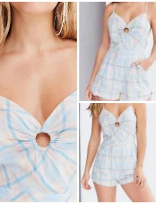 Кимчи синий Urban Outfitters 6 Детский комбинезон Hailey круг кольцо пастель синий клетку новый без ЯРЛЫКОВ - Изображение 1 из 2