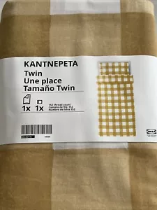 IKEA KANTNEPETA Twin Duvet Cover and Pillowcase White Yellow/check NEW - Picture 1 of 1