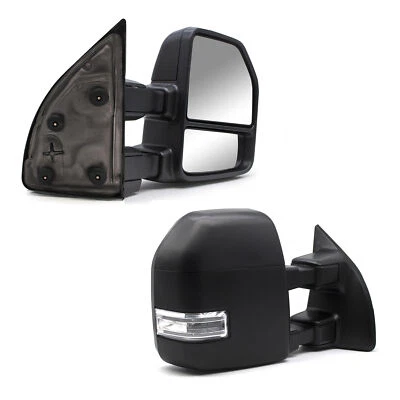 Upgrade Tow Mirrors Manual Fold For 2003-16 Ford F250 F350 F450 F550 SD Black - Image 1 of 4