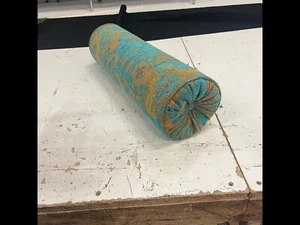 24”x 7” hand made Turkish chenille bolster with pleated ends and button accents - Picture 1 of 1