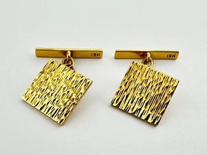 15K Gold Vintage Rindenmuster Manschettenknöpfe, 70er Jahre, 7,65gm, Kette & Stab - Bild 1 von 9