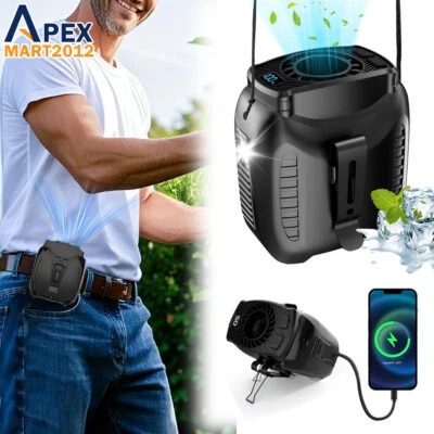 Portable Waist Fan Clip 10000mAh USB Rechargeable Personal Neck Hanging Cooling - Image 1 of 4