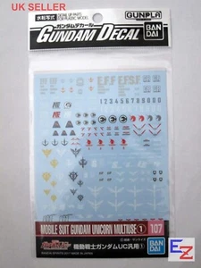 Decalcomania Bandai Gundam GD-107 per 1/144 HG per MS Gundam unicorno multiuso Gunpla - Foto 1 di 1