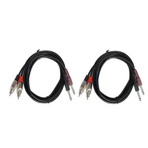 2 piezas de cables de micrófono macho de 6,3 mm a 2 cables auxiliares de audio RCA estéreo divididos en Y 8 pies - Imagen 1 de 13
