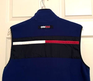 Vtg Tommy Hilfiger ICONIC 90s 'FLAG VEST' Royal Blue/Golden-Yellow /Chest 44" XL - Picture 1 of 24