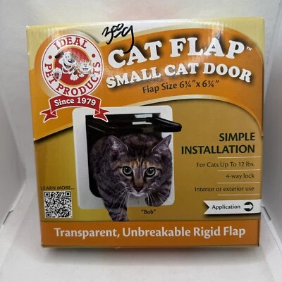 Cat Flap Door with 4 Way Lock 6.25 x 6.25 Flap Size White SPF - UNOPENED - Image 1 of 4