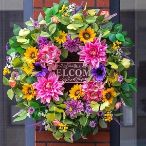 Spring and Summer Wreath for Front Door 24 Inch Spring Wreath with Lifelike S... - Picture 1 of 7