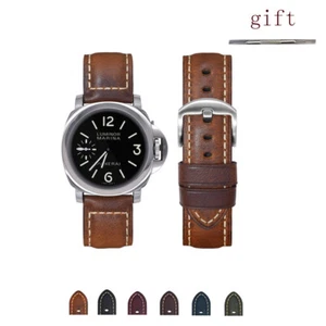 Correa de reloj de cuero genuino premium cosida a mano para hombres negocios 18 mm-26 mm - Imagen 1 de 17