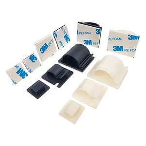 3M Self Adhesive Nylon Cable Clips Wire Conduit White & Black 16mm 25mm & 28mm - Picture 1 of 12