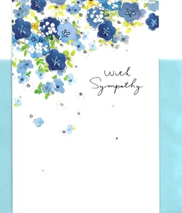 With Deep Sympathy For Your Loss Blue Blossoms Flowers Theme Hallmark Card - Picture 1 of 3
