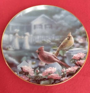 The Danbury Mint Cardinals Plate "Summer Delight" By Bradley Jackson Birds 8" - Picture 1 of 2