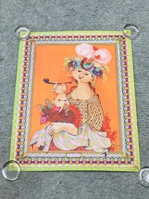 Bjorn Wiinblad Colorful Full Size Print 19 1/2" x 24 1/4" Lady with Pipe  - Image 1 of 3