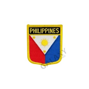 Philippines Patch / Philippines Flag / Iron On Shield Shaped Patch - Picture 1 of 1