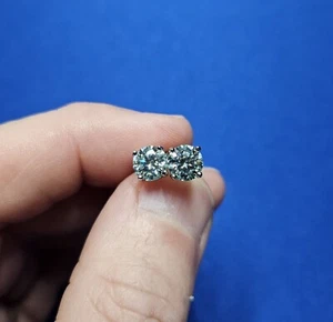 Mens Ladies Real Moissanite Stud Earrings 1ct 2ct VVS D GRA Certified Ice Blue - Picture 1 of 5