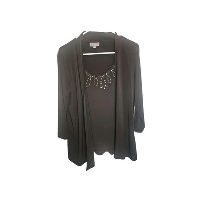 ¡OFERTA! Nuevo top combinado blusa y chaqueta negra para mujer P grande colección JM (Macy's) Foto 1 de 4