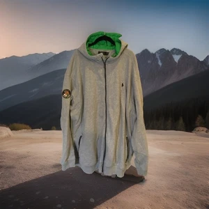 BIG & TALL Polo Ralph Lauren Herren Hoodie Jacke mit durchgehendem Reißverschluss grau mit Patch 3XLT GUTER ZUSTAND - Bild 1 von 8