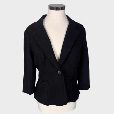 41 Hawthorn Large Black Rayon Nylon Spandex Jacket One Button Blazer  - Image 1 of 4