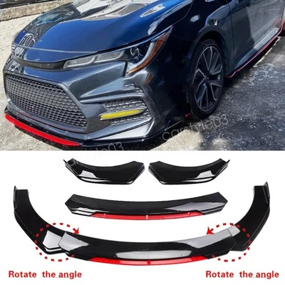 For Toyota Corolla Front Bumper Lip Body Kit Splitter Spoiler Glossy Black Red - Image 1 of 4