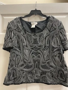 Y2K Adrianna Papell Womans Silk Beaded Top Size 3X Sequin Evening Event Pit 26 - Picture 1 of 10