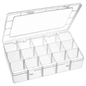 15 Large Grids Plastic Organizer Box with Dividers, Clear Compartment Contain... - Picture 1 of 7