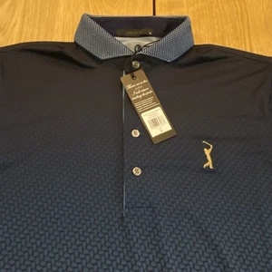 Greyson Dances with Wolves Ombre Polo Mens Sz Medium Blue Maltese Geometric NWT - Picture 1 of 9
