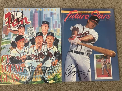 Lot of 2 Atlanta Braves signed magazines - CHIPPER JONES, STEVE AVERY, PETE SMIT - Image 1 of 2