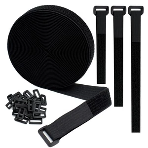 1"x20FT Hook and Loop Straps, with 30 Plastic Buckles Adjustable Fastening Cable - Picture 1 of 6