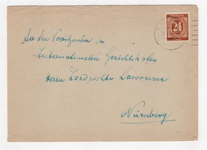 MUNICH GERMANY 1946 COVER TO GEOFFREY LAWRENCE CHIEF JUDGE NUREMBERG TRIALS - Picture 1 of 2