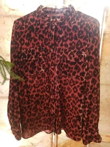 SOLD OUT!! JCrew Rose Gold Velvet Leopard Velvet Top Shirt Blouse 16 - Picture 1 of 3