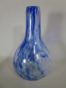 Vintage Glashütte Wolfach Cobalt Blue Speckled Glass Vase MCM Hand Blown - Picture 1 of 14