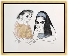 Al Hirschfeld Original Lithograph Hand Signed Caricature Mr & Mrs Richard Burton