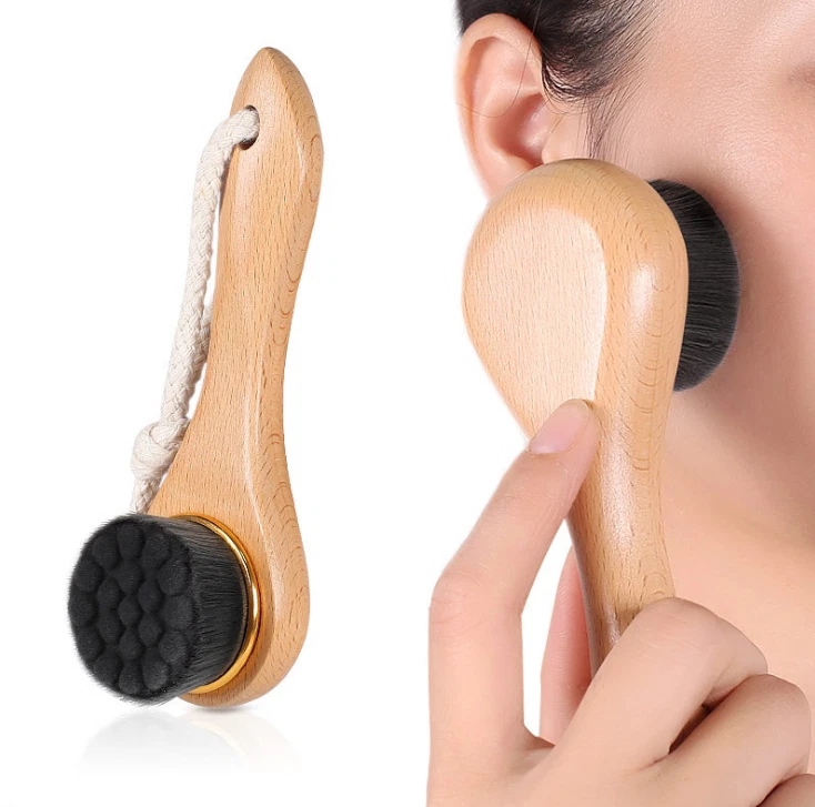 1pc Face Cleansing Brush Wooden Handle Professional Fiber Face Cleansing Brush  - image 1 of 4