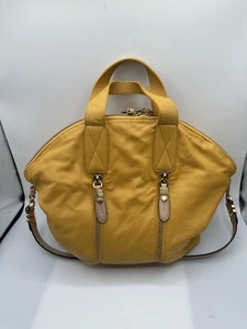 orYANY SOFT YELLOW LEATHER NATURAL TRIM SATCHEL CONVERTIBLE SHOULDER HANDBAG - Picture 1 of 11