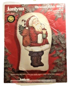 Kit de punto de cruz de Navidad vintage Janlynn 1988 almohada de Papá Noel 40-69 10x16" - Imagen 1 de 4