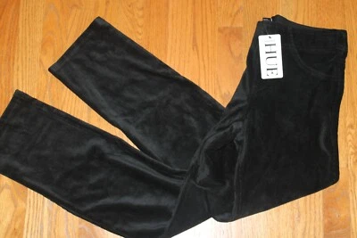 HUE Womens BLACK Corduroy RIBBED Velour STRAIGHT Pants LEGGINGS M Medium 8 10 - Image 1 of 4
